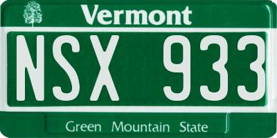 VT license plate NSX933