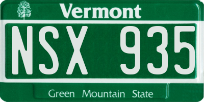 VT license plate NSX935