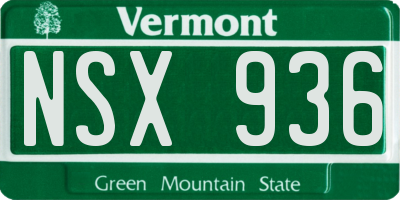 VT license plate NSX936