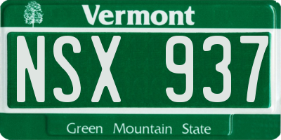 VT license plate NSX937