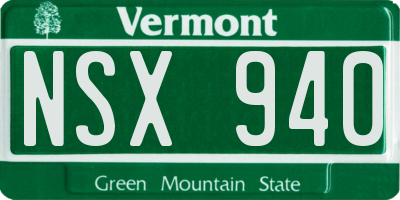 VT license plate NSX940
