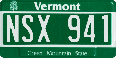 VT license plate NSX941