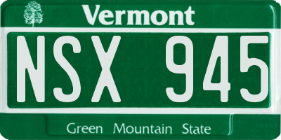 VT license plate NSX945