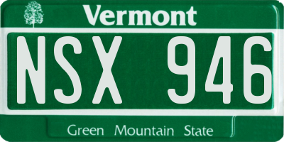VT license plate NSX946