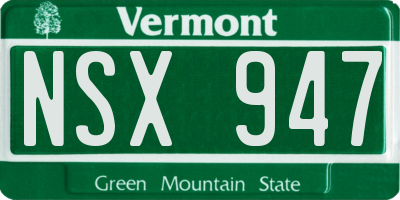 VT license plate NSX947