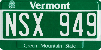 VT license plate NSX949