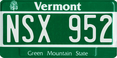 VT license plate NSX952