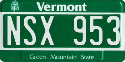 VT license plate NSX953