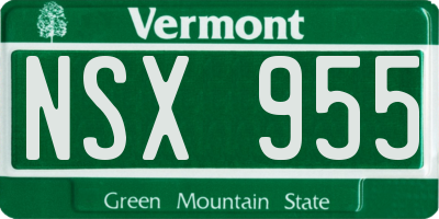 VT license plate NSX955