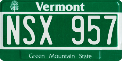 VT license plate NSX957
