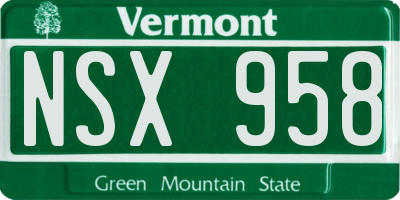 VT license plate NSX958