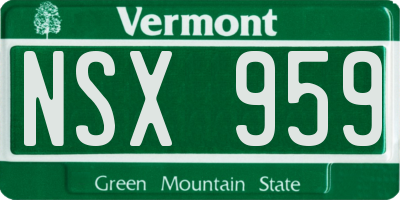 VT license plate NSX959