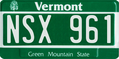 VT license plate NSX961