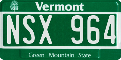 VT license plate NSX964
