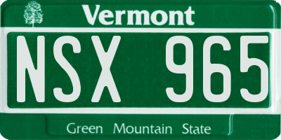 VT license plate NSX965