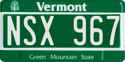 VT license plate NSX967