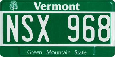 VT license plate NSX968