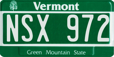VT license plate NSX972