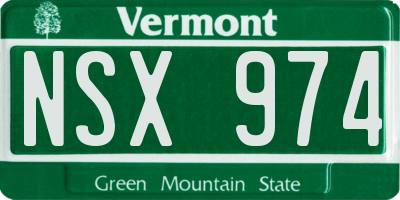 VT license plate NSX974