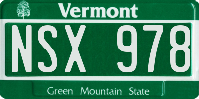 VT license plate NSX978