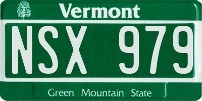VT license plate NSX979