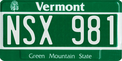 VT license plate NSX981