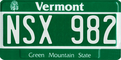 VT license plate NSX982