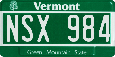 VT license plate NSX984