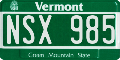 VT license plate NSX985