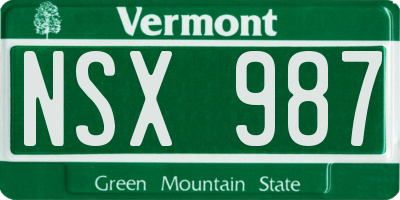 VT license plate NSX987