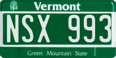 VT license plate NSX993