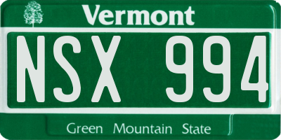 VT license plate NSX994