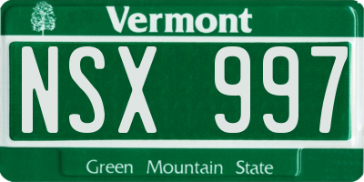 VT license plate NSX997