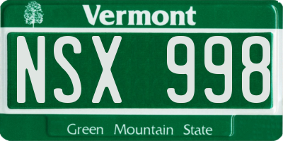 VT license plate NSX998