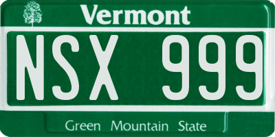 VT license plate NSX999