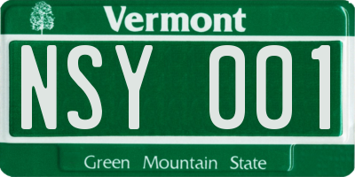 VT license plate NSY001