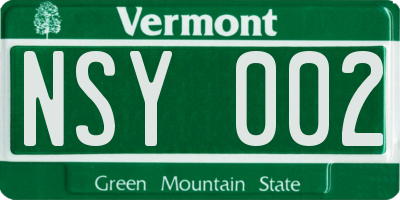 VT license plate NSY002