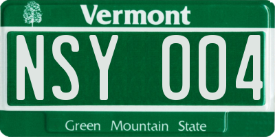 VT license plate NSY004