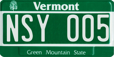VT license plate NSY005