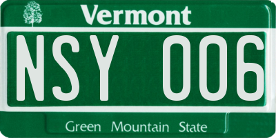 VT license plate NSY006