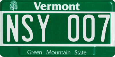 VT license plate NSY007