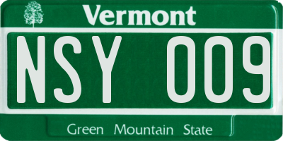 VT license plate NSY009