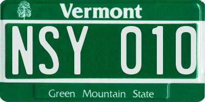 VT license plate NSY010