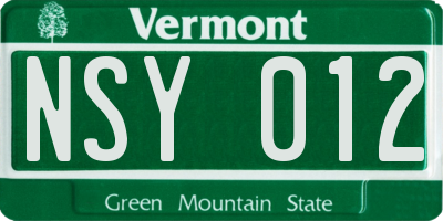 VT license plate NSY012