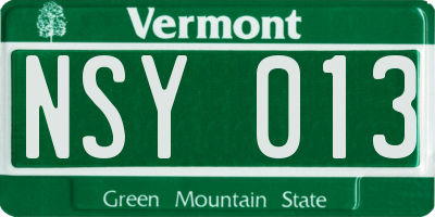 VT license plate NSY013