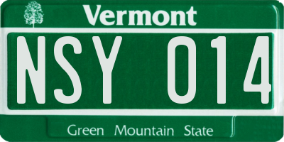 VT license plate NSY014