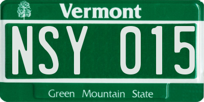 VT license plate NSY015