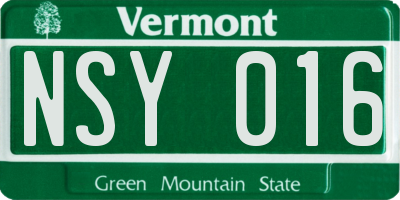 VT license plate NSY016