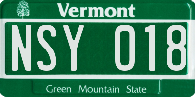 VT license plate NSY018