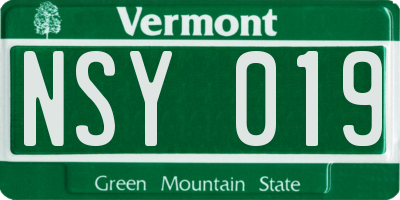 VT license plate NSY019